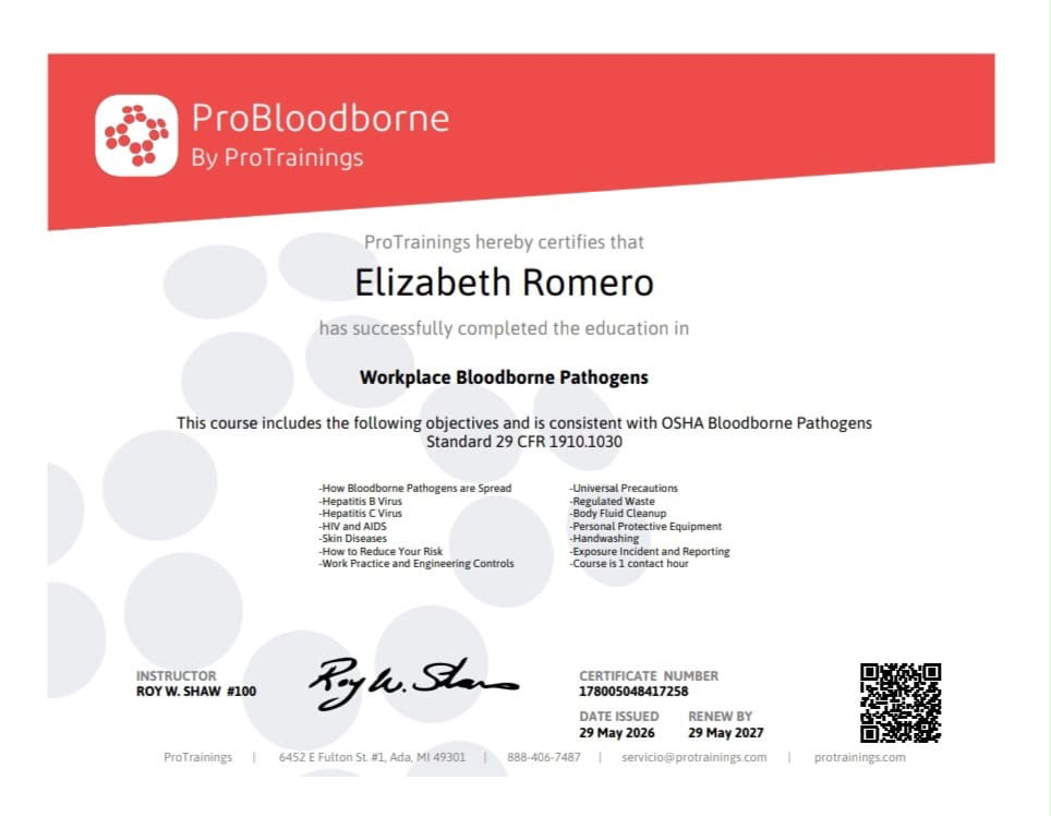 Certificado ProBloodborne - Elizabeth Romero